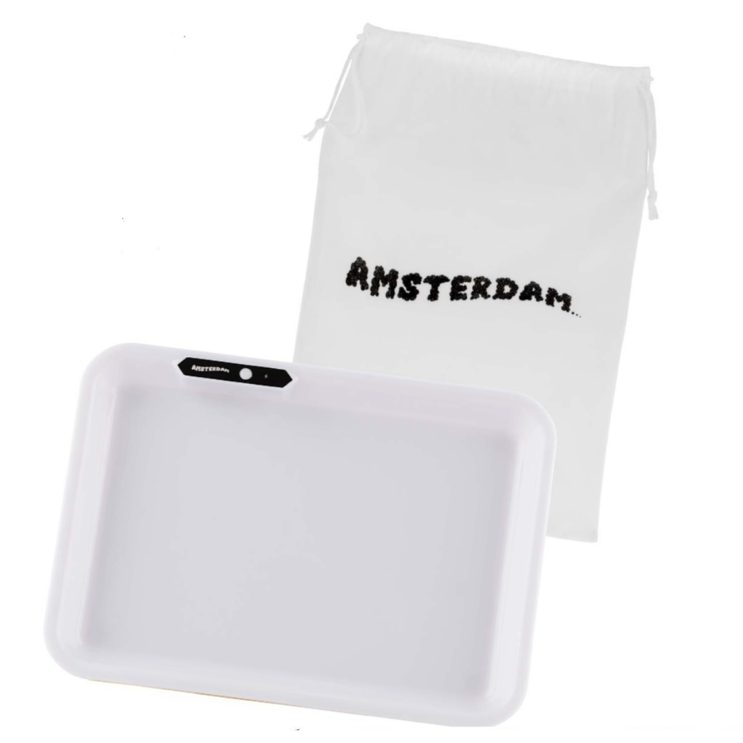 Rolling Tray, Amsterdam, Acryl, Multi Colors LED, Weiß